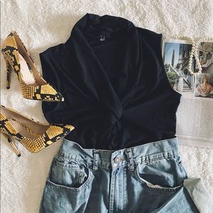 Black Cowl Neck Sleeveless Top